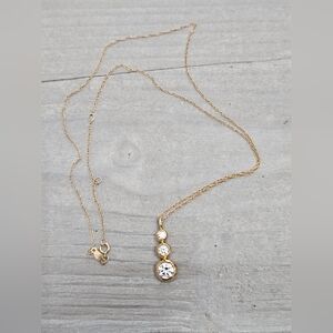 14k Solid Gold Dainty Necklace and CZ Pendant
